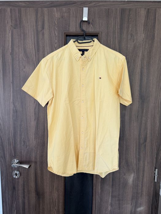 Чисто нова мъжка риза Tommy Hilfiger 80's Two Ply с къс ръкав, жълта, жълт цвят, размер XXL,  дизайнерска