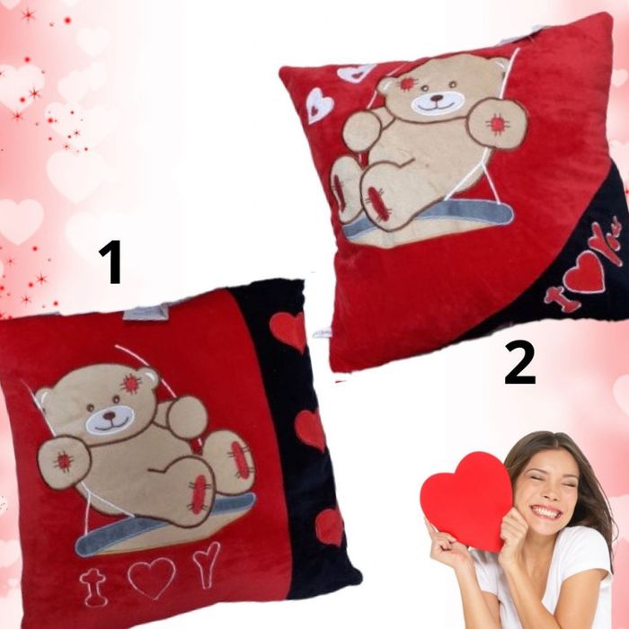 Подаръчна квадратна плюшена музикална възглавничка с мече за Свети Вал