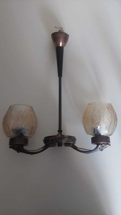 Lustra bucatarie / dormitor - 2 becuri ( doua abajururi sticla )