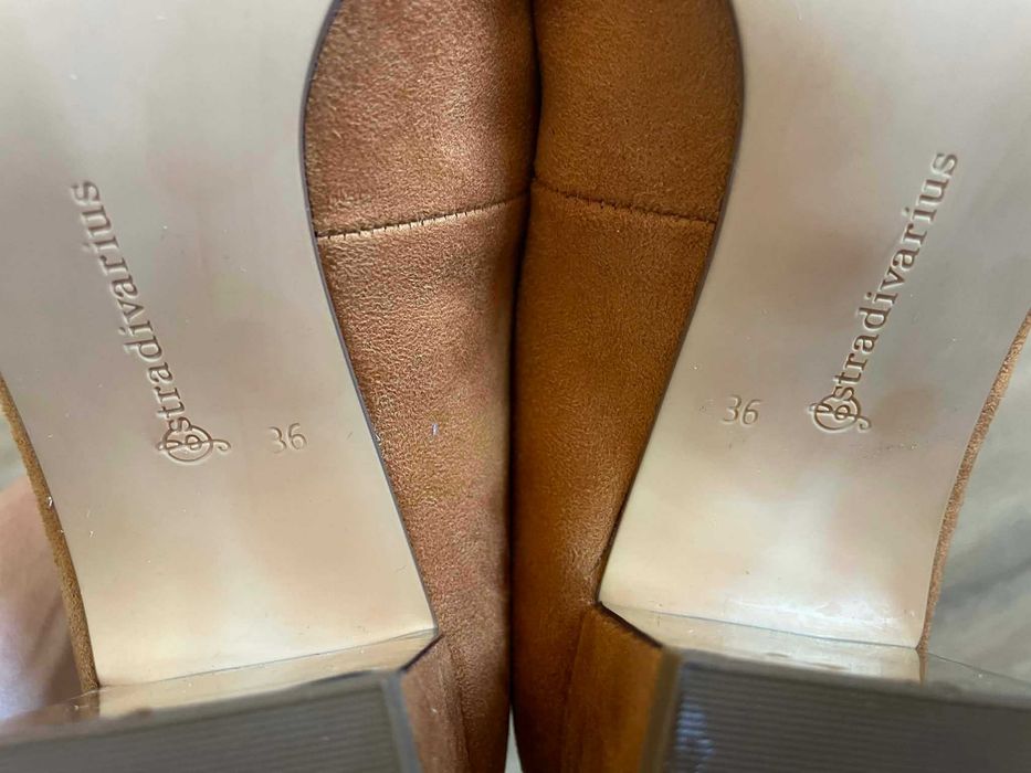 Обувки Stradivarius на ток от изкуствен велур