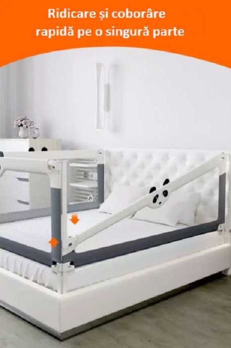 Barieră protecție pat copii pliabilă, metalică, 150 si 180 CM