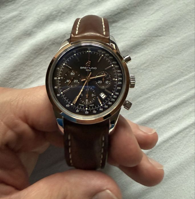 Breitling Transocean Chronograph 18k rose gold bezel