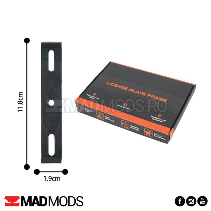 Set suporti placute numar inmatriculare auto fara rama, slim invizibil