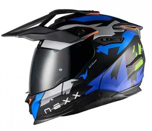 каска мото Адвенчър каска NEXX Y.TRAVL PRIMAL BLUE NEON MATT писта
