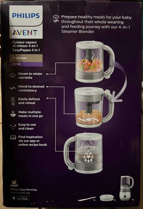 Aparat de gatit cu abur si blender 4in1 Philips Avent Premium SCF883/01