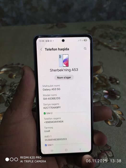 Samsung a53 5G xotira 128