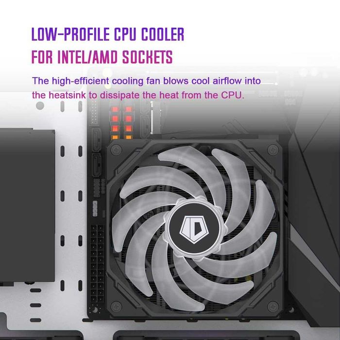 Cooler CPU Aer ID-COOLING IS-55 ARGB profil redus,înălțime 57 mm,5 conducte căldură,120x120x15 mm,desktop Intel LGA1700 115X 1200; AMD AM4 AM5