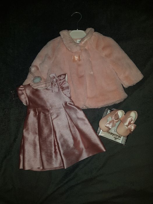 Set NOU botez fetita rochita+blanita+pantofiori Mayoral