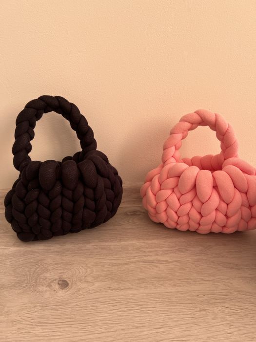 Дамски плетени чанти - розов, сив, черен