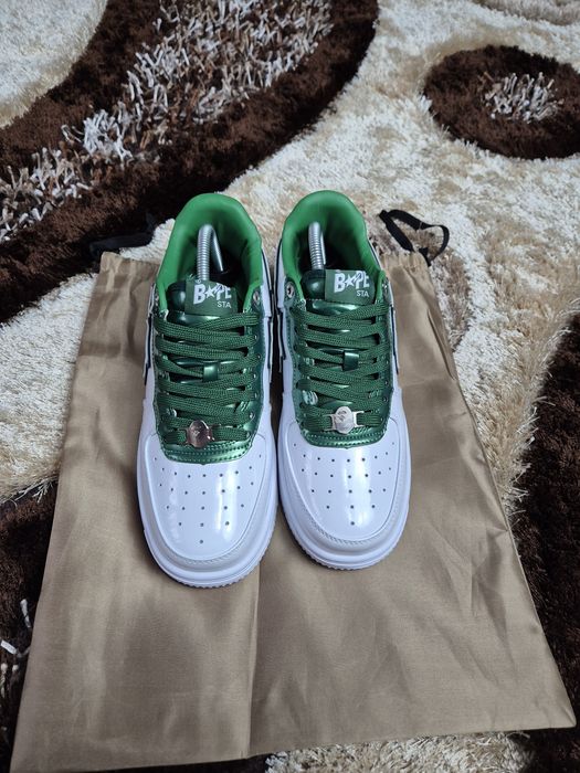 A Bathing Ape Bape Sta Low - White/Green - Mărimea 41 - Noi / Piele Lă