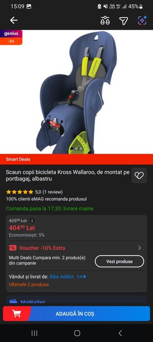 Scaun copii bicicleta Kross  Wallaroo nou