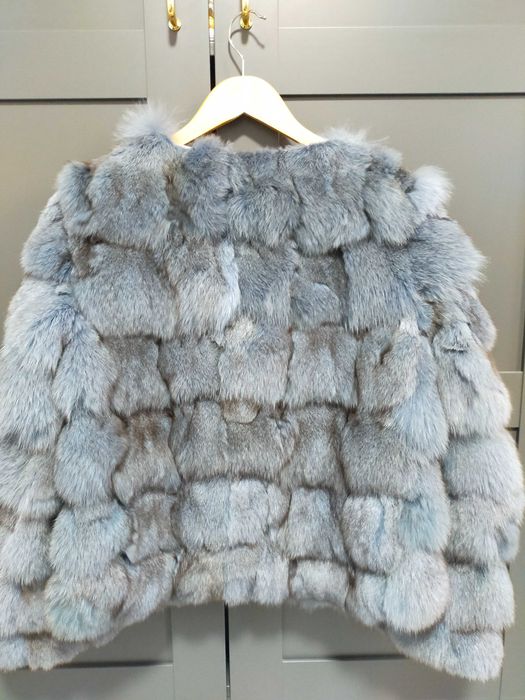 Haina de blana naturala vulpe modernă gri albăstrui