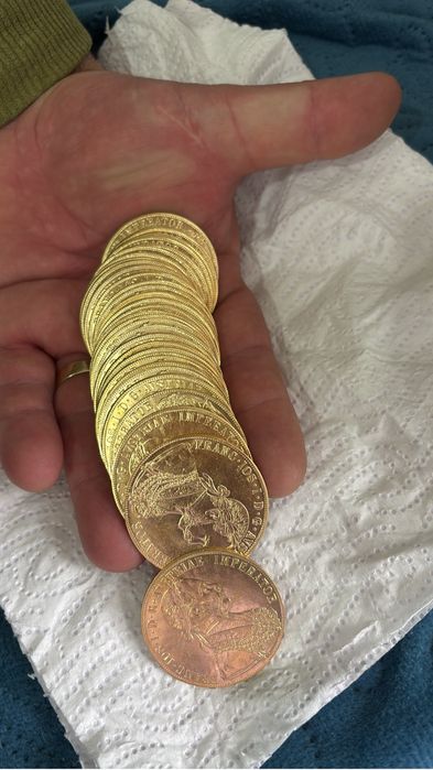 Vand monede placate  cu aur de 24k frank iosif 4 ducat