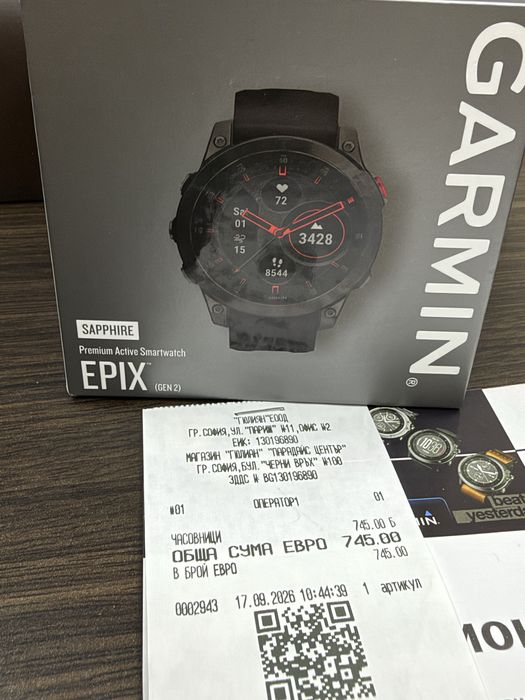 ЧИСТО НОВ 47mm Garmin Epix Gen 2 Sapphire Giulian Гаранция 2028 г. Black