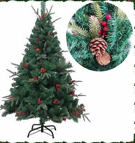 Красива коледна елха със шишарки 150см