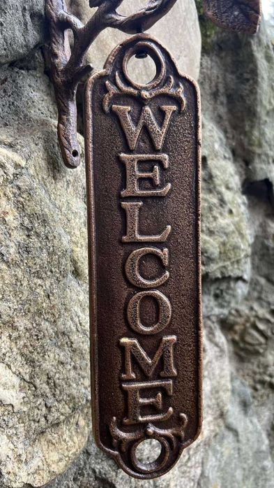 Голяма Немска, декоративна въртяща табела Welcome, 40см– Чугун