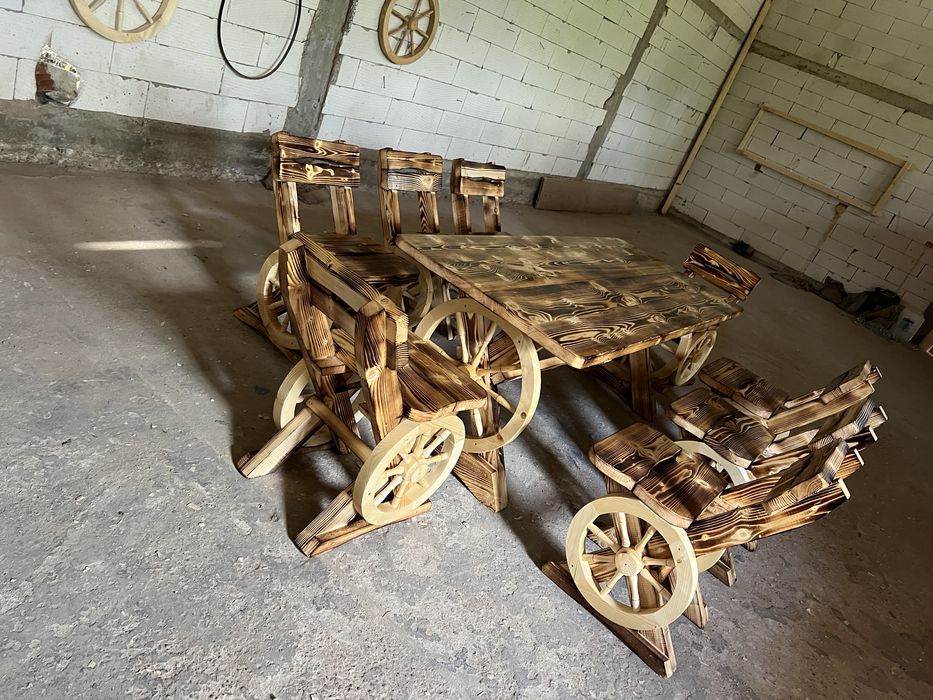 Balansoar rustic / leagan din lemn cu leagane pentru copii