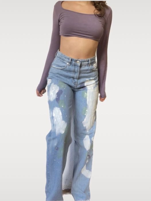 jeans cu model pictat