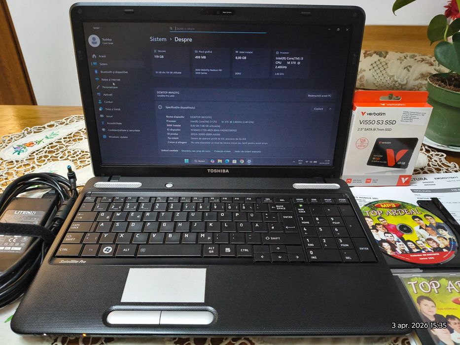 Laptop Toshiba Satellite Pro L650-MP deosebit, SSD nou garantie !