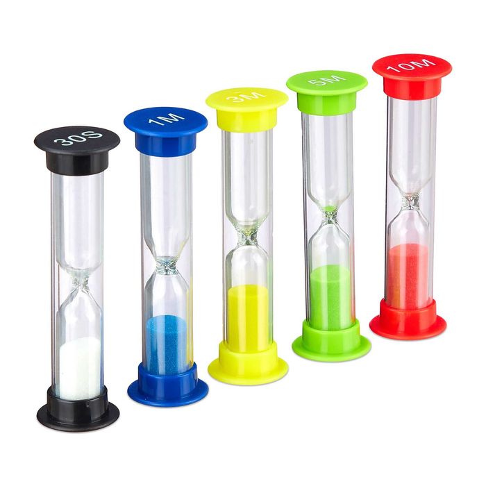 Set de 5 clepsidre pentru copii, 30 s 1 min 3 min 5 min 10 min