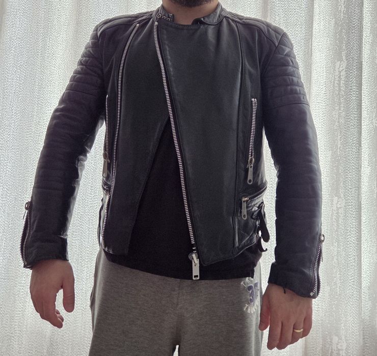 Geaca de piele pentru motor cu protecții soft