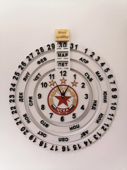 Вечен календар с часовник вечен часовник дървен календар