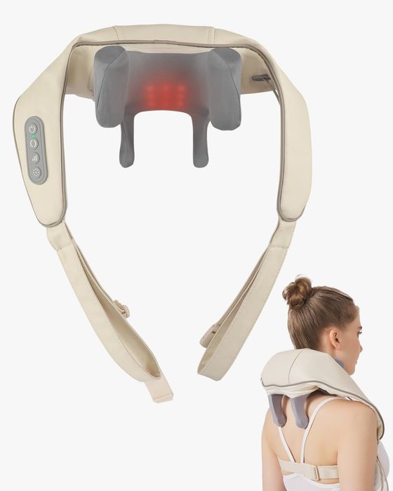 Безжичен 2в1 5D шиацу масажор със загряваща функция, day wolf