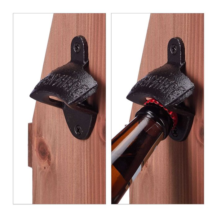 Suport din lemn de pin pentru 6 sticle de 0.33L cu deschizator lateral