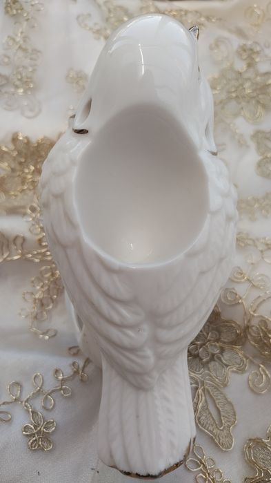 Керамична ваза сърце и порцеланова птичка поставка за яйце