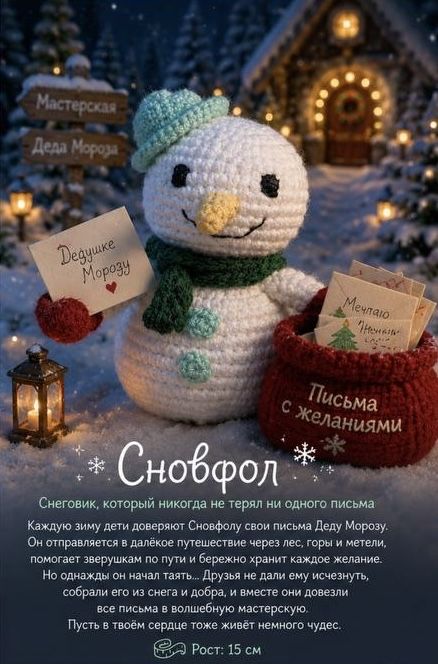Вязанная игрушка  снеговик Сновфол