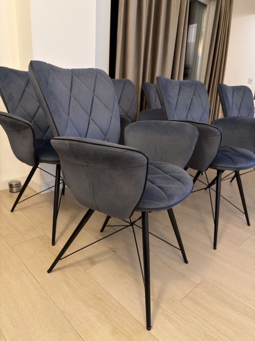 Set 6 scaune cu brate pentru living sau terasa interioara, albastru