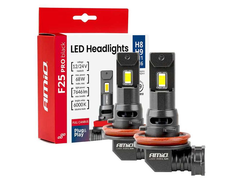 Крушки AMIO F25 PRO BLACK LED H8 H9 H11 H16 68W