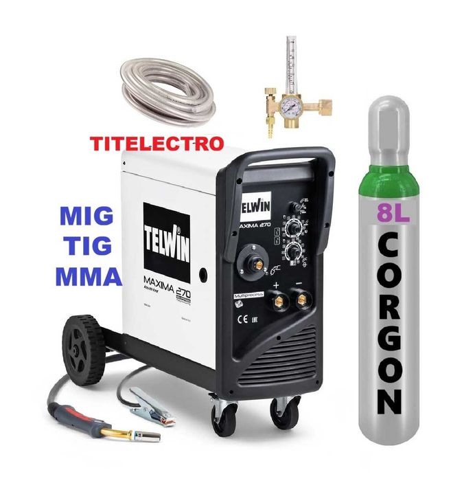 Pachet aparat sudura Maxima 270 TELWIN + tub 8L PLIN + reductor