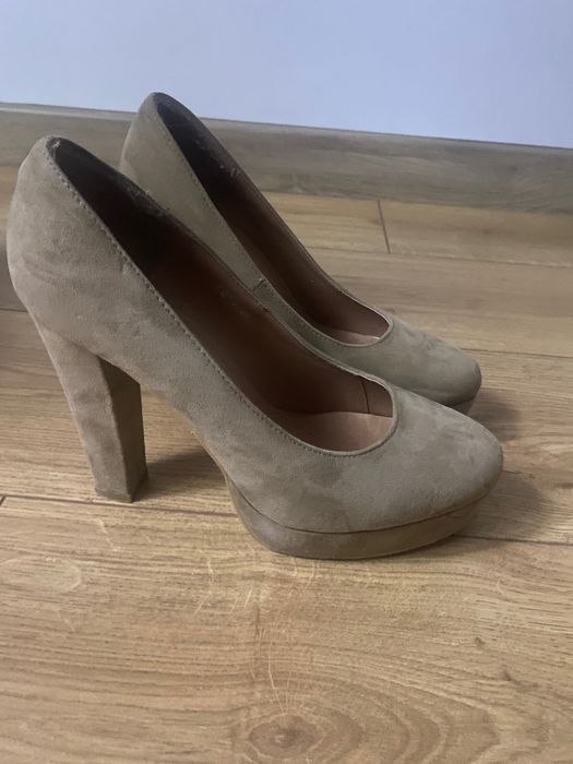 Pantofi cu toc piele întoarsă 38