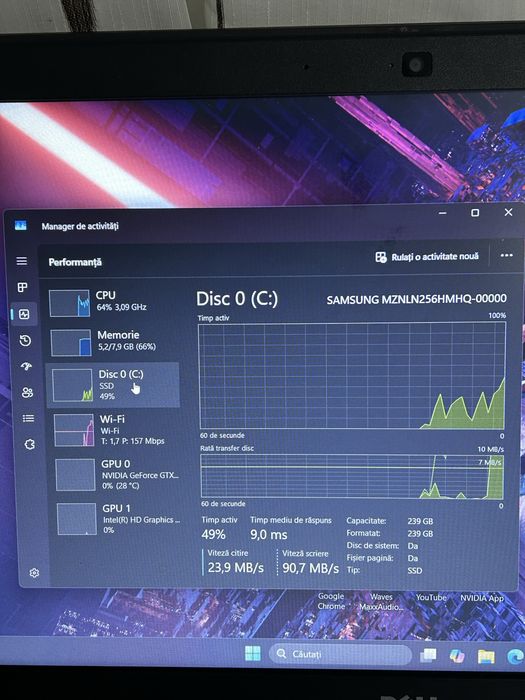 Laptop gaming | procesor i7 gen 7| GTX1050 |8gb ram| ssd 256 M2