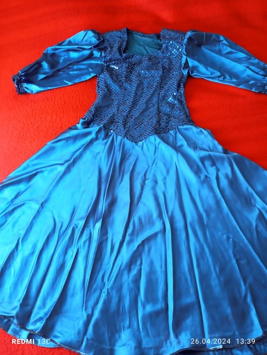 Rochie saten albastru cu paiete mar M-L