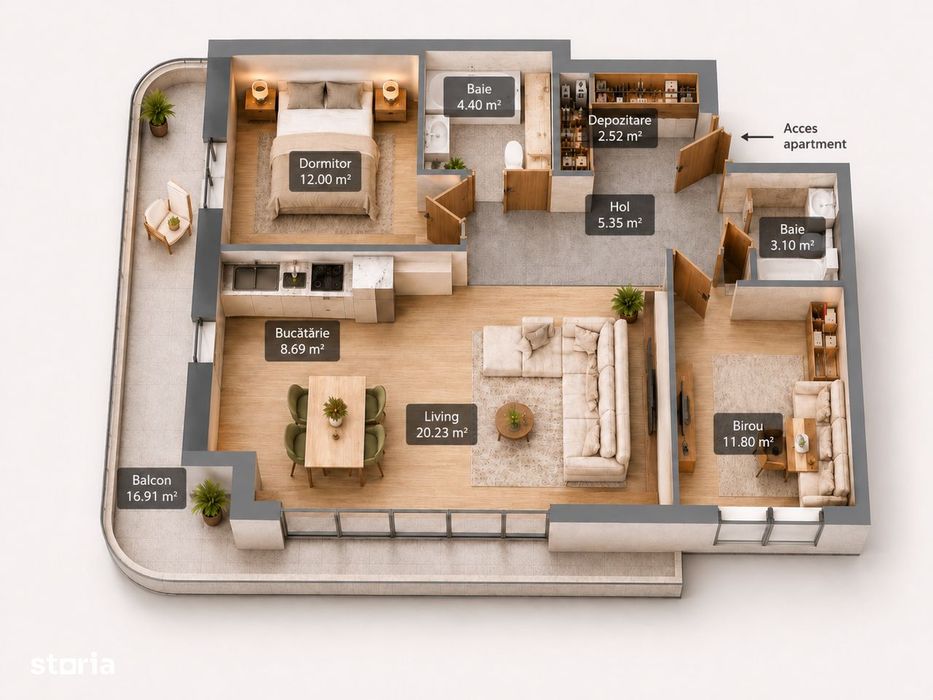 Apartament 3 camere direct de la dezvoltator-MAGIC DANUBE RESIDENCE-
