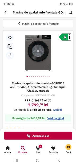 Vand masina de spalat rufe noua Gorenje