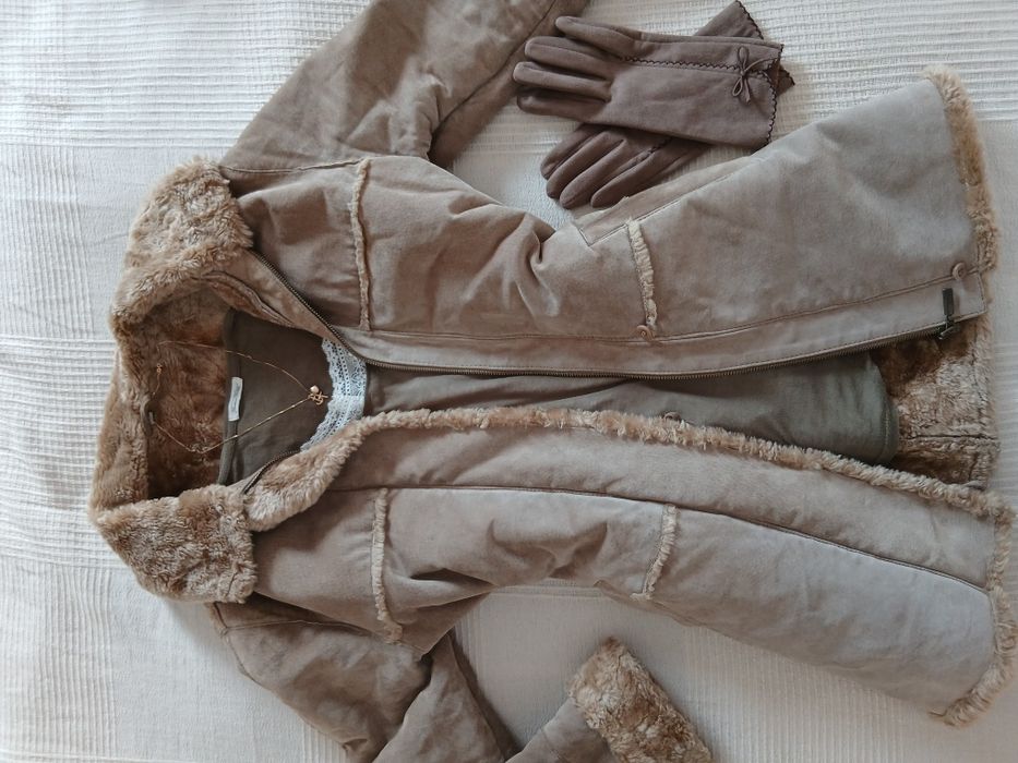 Y2k кожено sherpa палто