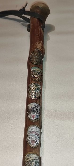TOIAG lemn tirol cu 14 embleme  exemplar rar lungime 94 cm - 150 ron