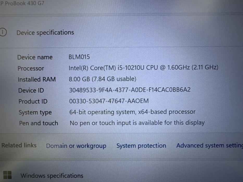 Laptop HP Probook 430G7