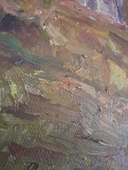 pictura pe panza romaneasca veche 85/50 cm