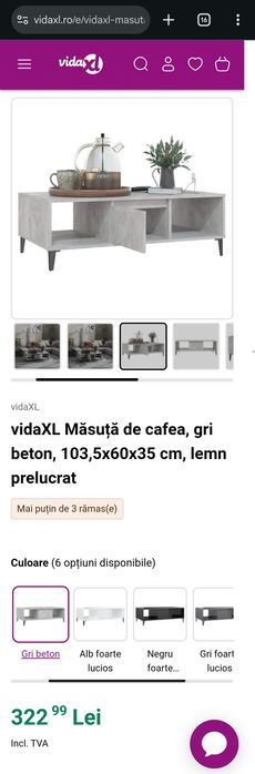 Masuta cafea - gri beton
