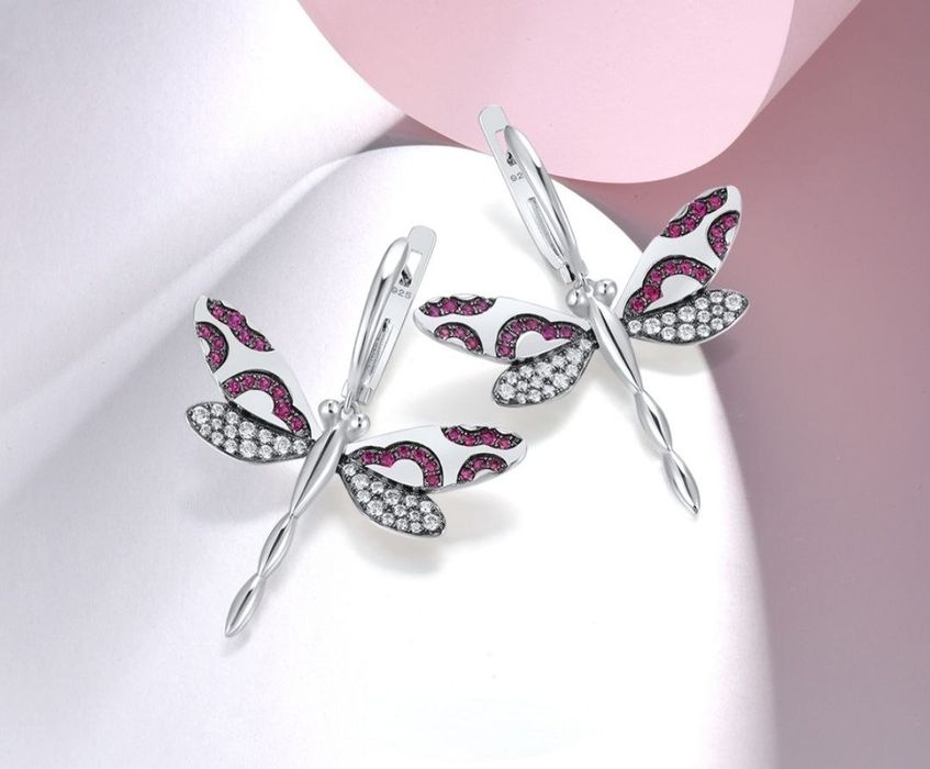 Серьги серебро рубин