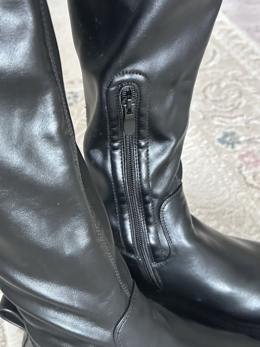 Ботфорты черные кожаные