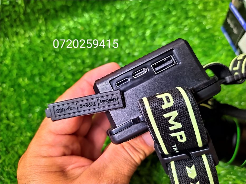 Lanternă Frontală cu LED LASER 60W, Reîncărcabilă cu Senzor de Miscare