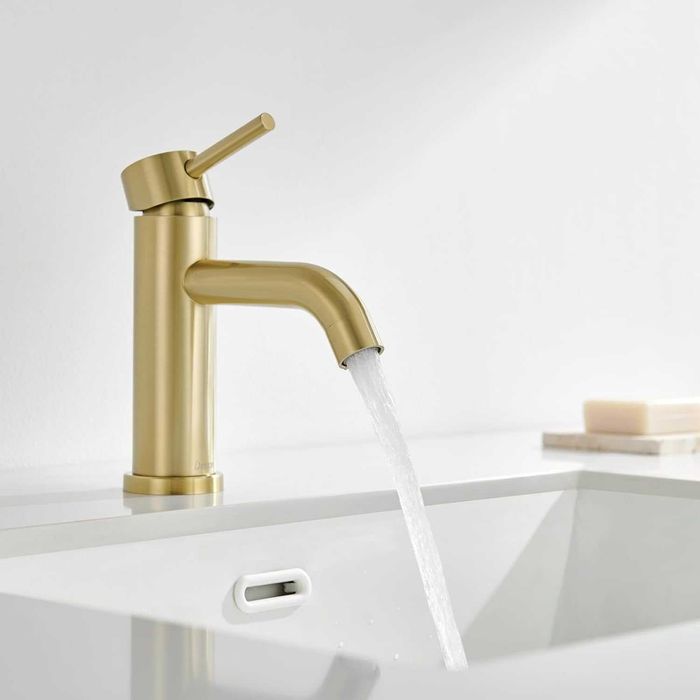 Baterie de lavoar cu miez de valvă ceramică silențioasă auriu