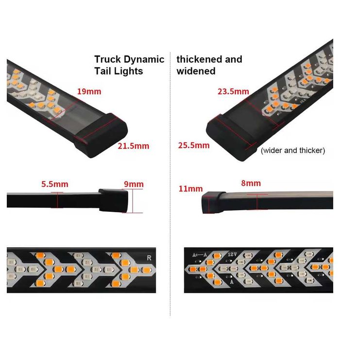 150 СМ LED лента за задна броня с 3 светлини - стоп, габарит и мигач