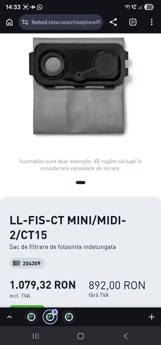 Garnitură EPDM 1 mm pentru saci Festool LL-FIS-CT15 / CT25 / MINI / MIDI (reutilizabili)