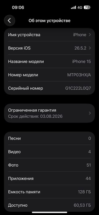 Продам срочно iPhone 15 128GB черный цвет. Отличное состояние